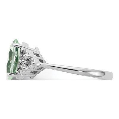 Sterling Silver Green Quartz & Diamond Ring – view 4