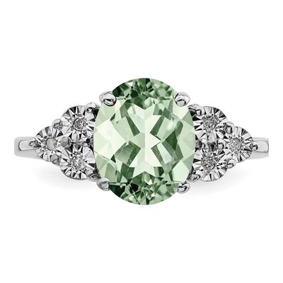 Sterling Silver Green Quartz & Diamond Ring – view 5