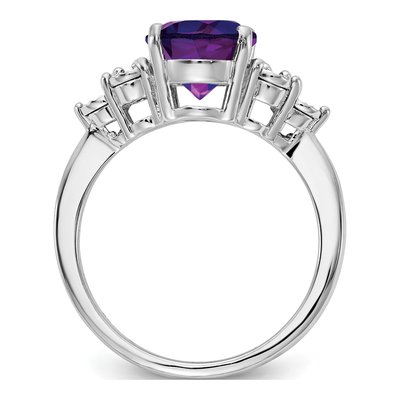 Sterling Silver Amethyst & Diamond Ring – view 3
