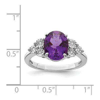 Sterling Silver Amethyst & Diamond Ring – view 4