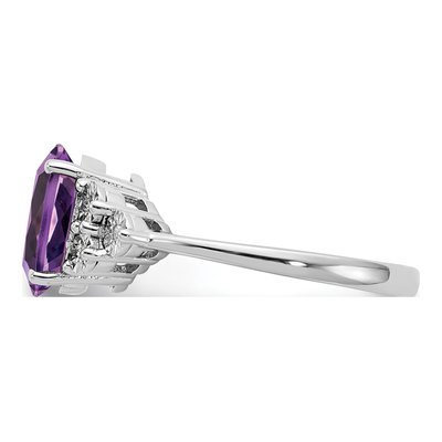 Sterling Silver Amethyst & Diamond Ring – view 5