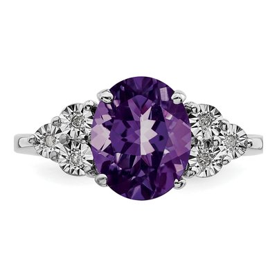 Sterling Silver Amethyst & Diamond Ring – view 6