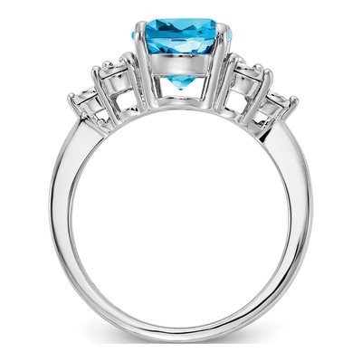 Sterling Silver Swiss Blue Topaz & Diamond Oval Ring – view 3