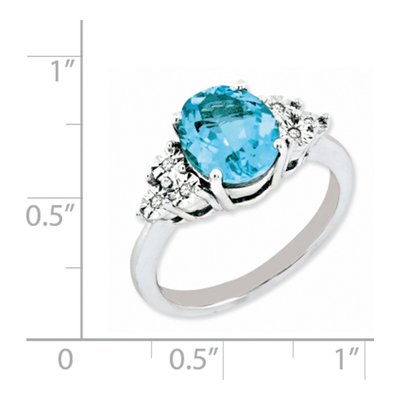 Sterling Silver Swiss Blue Topaz & Diamond Oval Ring – view 4