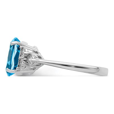 Sterling Silver Swiss Blue Topaz & Diamond Oval Ring – view 5