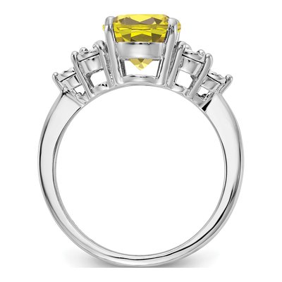 Sterling Silver Lemon Quartz & Diamond Lemon Ring – view 2
