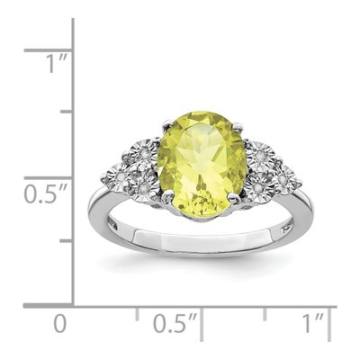 Sterling Silver Lemon Quartz & Diamond Lemon Ring – view 3