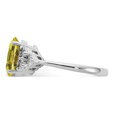 Sterling Silver Lemon Quartz & Diamond Lemon Ring – view 4