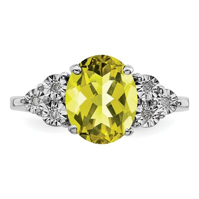 Sterling Silver Lemon Quartz & Diamond Lemon Ring – view 5