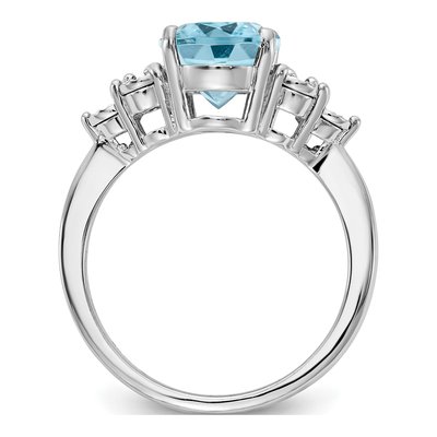 Sterling Silver Sky Blue Topaz & Diamond Ring – view 2