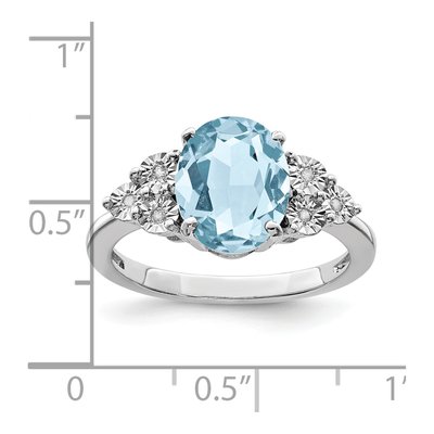 Sterling Silver Sky Blue Topaz & Diamond Ring – view 3
