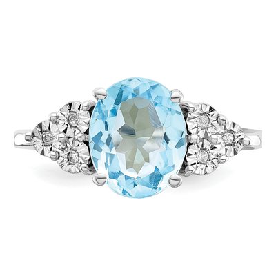 Sterling Silver Sky Blue Topaz & Diamond Ring – view 5