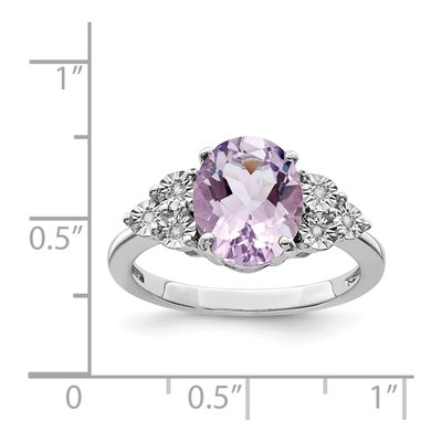 Sterling Silver Rose de France Amethyst & Diamond Ring – view 3