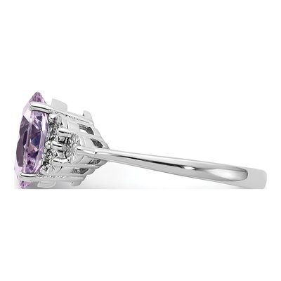 Sterling Silver Rose de France Amethyst & Diamond Ring – view 4