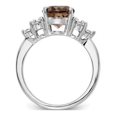 Sterling Silver Smoky Quartz & Diamond Ring – view 3