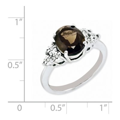 Sterling Silver Smoky Quartz & Diamond Ring – view 4
