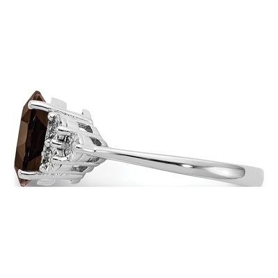 Sterling Silver Smoky Quartz & Diamond Ring – view 5