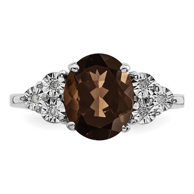 Sterling Silver Smoky Quartz & Diamond Ring – view 6