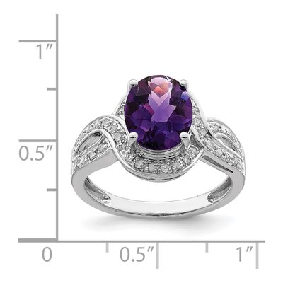 Sterling Silver 0.19 ct tw Amethyst & Diamond Checkerboard Ring – view 3