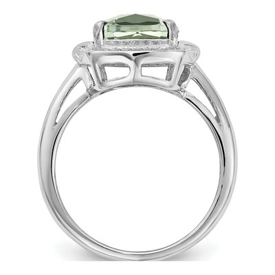 Sterling Silver 1/10 ct tw Green Quartz & Diamond Checker-Cut Ring – view 3