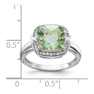 Sterling Silver 1/10 ct tw Green Quartz & Diamond Checker-Cut Ring – view 4