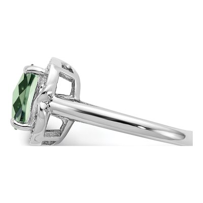 Sterling Silver 1/10 ct tw Green Quartz & Diamond Checker-Cut Ring – view 5