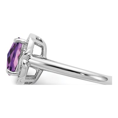Sterling Silver 1/10 ct tw Amethyst & Diamond Checkerboard Ring – view 5