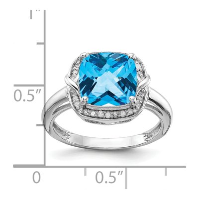 Sterling Silver 1/10 ct tw Swiss Blue Topaz & Diamond Ring – view 4