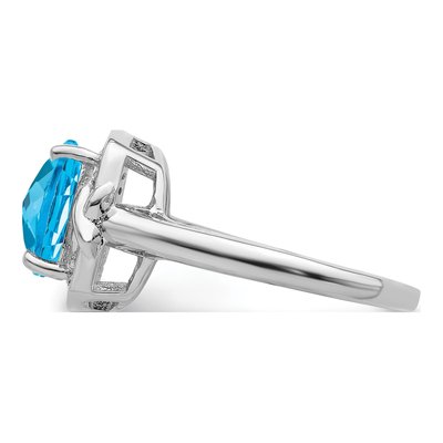 Sterling Silver 1/10 ct tw Swiss Blue Topaz & Diamond Ring – view 5