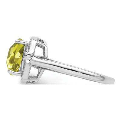 Sterling Silver 1/10 ct tw Lemon Quartz & Diamond Lemon Checker Ring – view 3