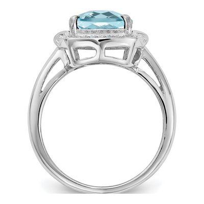 Sterling Silver 1/10 ct tw Sky Blue Topaz & Diamond Checker-Cut Ring – view 3