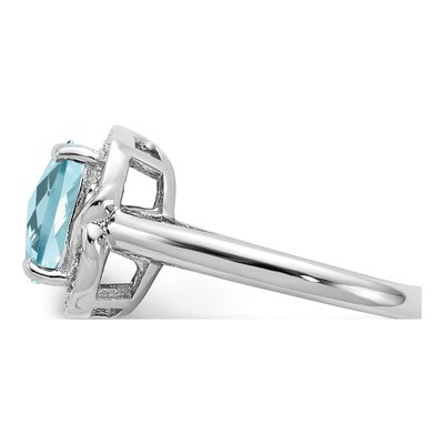 Sterling Silver 1/10 ct tw Sky Blue Topaz & Diamond Checker-Cut Ring – view 4