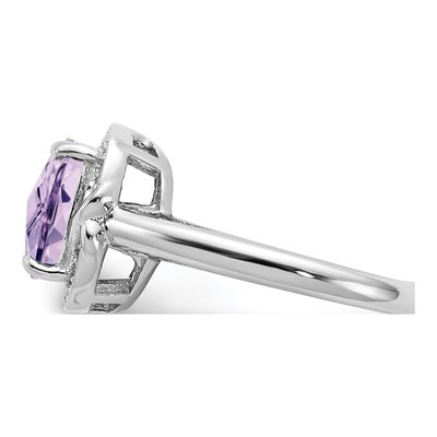 Sterling Silver Pink Quartz & Diamond Ring | Rhodium – view 5