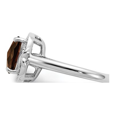 Sterling Silver 1/10 ct tw Smoky Quartz & Diamond Checker-Cut Ring – view 4