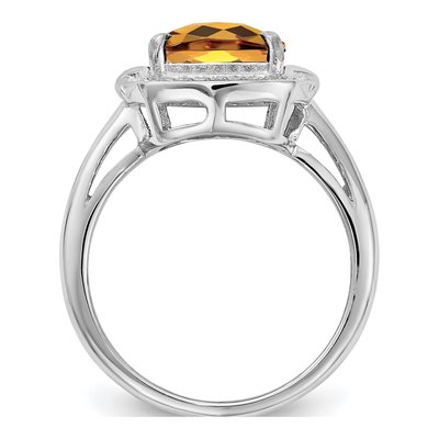 Sterling Silver 1/10 ct tw Whiskey Quartz & Diamond Whiskey Ring – view 3