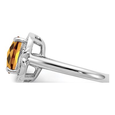 Sterling Silver 1/10 ct tw Whiskey Quartz & Diamond Whiskey Ring – view 5