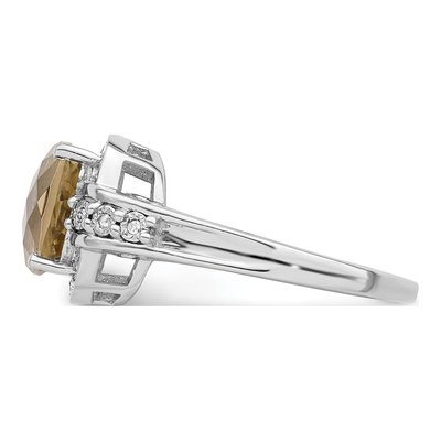 Sterling Silver 1/10 ct tw Lemon Quartz & Diamond Checker-Cut Lemon Ring – view 3