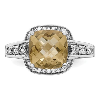 Sterling Silver 1/10 ct tw Lemon Quartz & Diamond Checker-Cut Lemon Ring – view 5