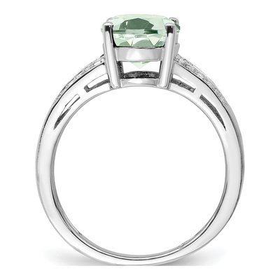 Sterling Silver 1/10 ct tw Green Quartz & Diamond Ring – view 3