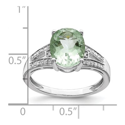 Sterling Silver 1/10 ct tw Green Quartz & Diamond Ring – view 4