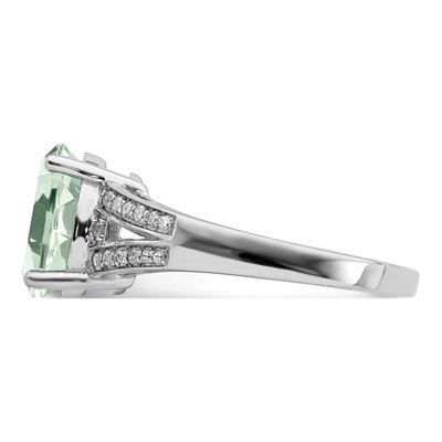 Sterling Silver 1/10 ct tw Green Quartz & Diamond Ring – view 5