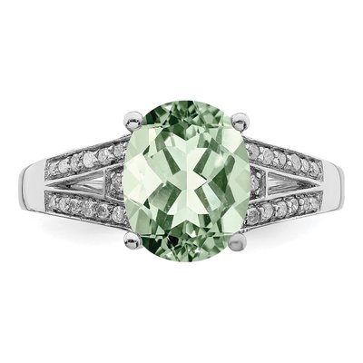 Sterling Silver 1/10 ct tw Green Quartz & Diamond Ring – view 6