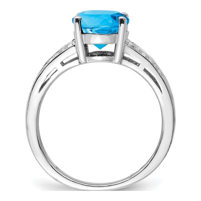 Sterling Silver 1/10 ct tw Swiss Blue Topaz & Diamond Ring – view 2