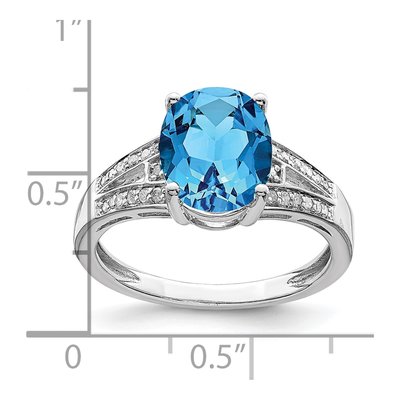 Sterling Silver 1/10 ct tw Swiss Blue Topaz & Diamond Ring – view 3