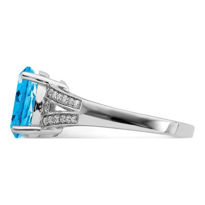 Sterling Silver 1/10 ct tw Swiss Blue Topaz & Diamond Ring – view 4
