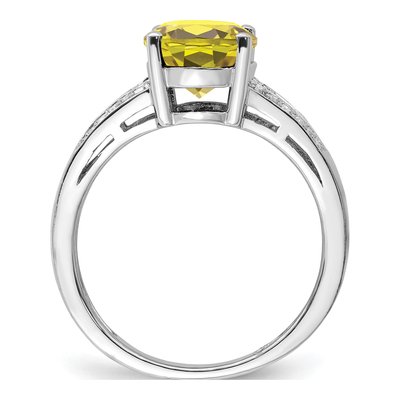 Sterling Silver 1/10 ct tw Lemon Quartz & Diamond Lemon Ring – view 3