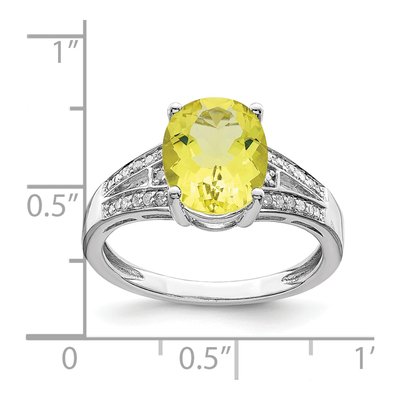 Sterling Silver 1/10 ct tw Lemon Quartz & Diamond Lemon Ring – view 4