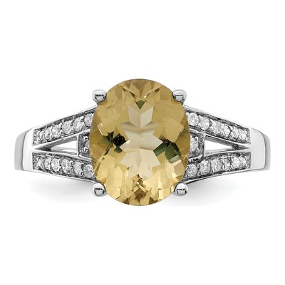 Sterling Silver 1/10 ct tw Lemon Quartz & Diamond Lemon Ring – view 6