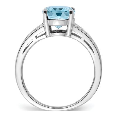 Sterling Silver 1/10 ct tw Sky Blue Topaz & Diamond Ring – view 3