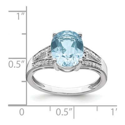 Sterling Silver 1/10 ct tw Sky Blue Topaz & Diamond Ring – view 4